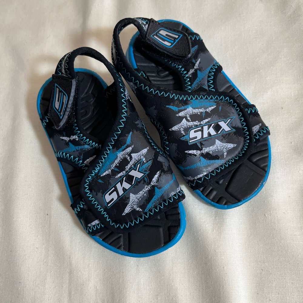 Skechers SKX Black and Blue Kids Sandals